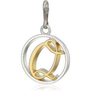 Women's Initial Q Two Tone Charm Sterling Silver, Expandable
